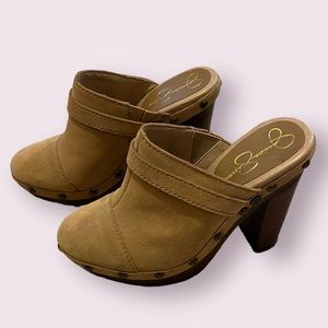 Jessica Simpson Suede Platform Clogs Tan Size 6
